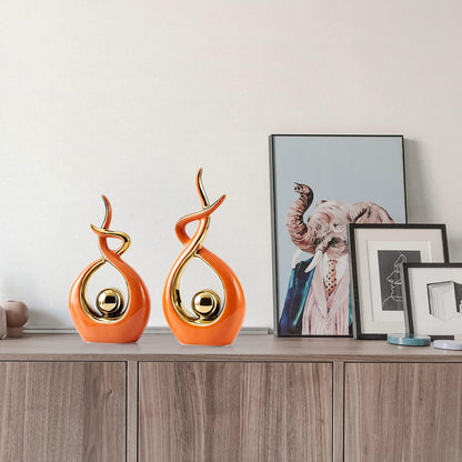 Home Decor Modern Art Ceramic Statue, Orange Coffee Table Decor, Hous Decorations for Living Room Dining Room Table Centerpiece Bookshelf (12.2" H)