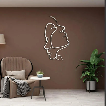 Creative Wall Hanging Iron Wall Decoration Couple Portrait Wall Decoration Metal Humanoid Abstract Line Home Wall Hanging