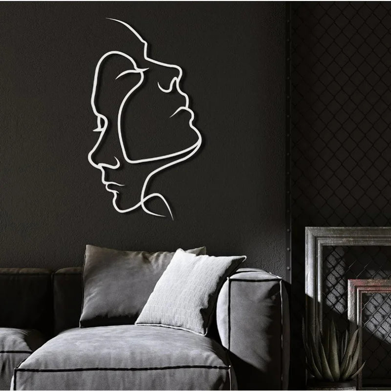 Creative Wall Hanging Iron Wall Decoration Couple Portrait Wall Decoration Metal Humanoid Abstract Line Home Wall Hanging