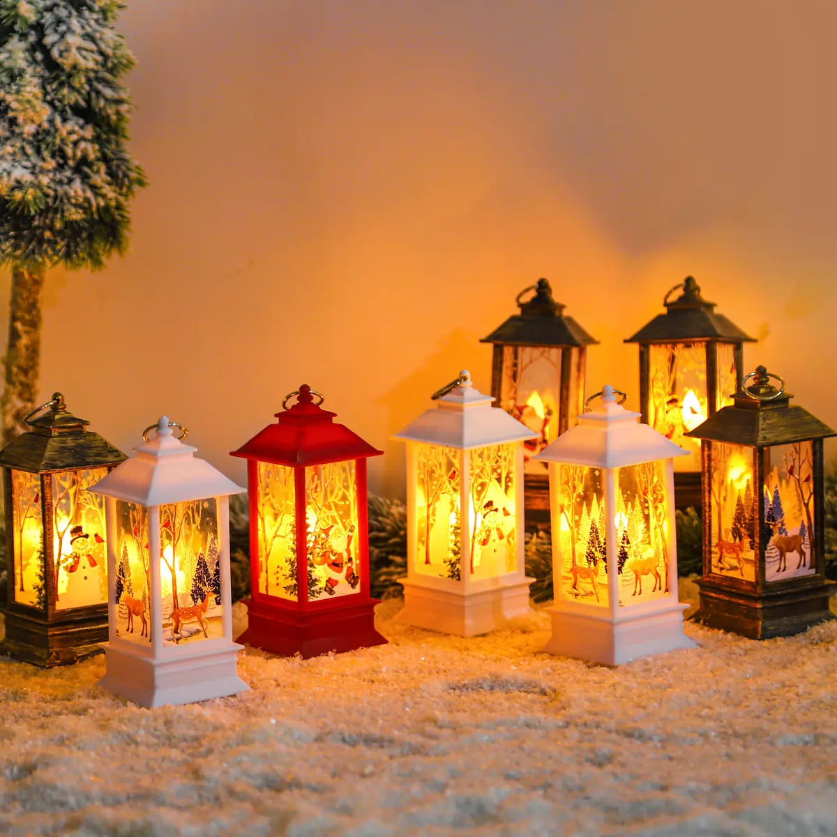 Happy Home Candlestick Lamp with Snowman Decoration