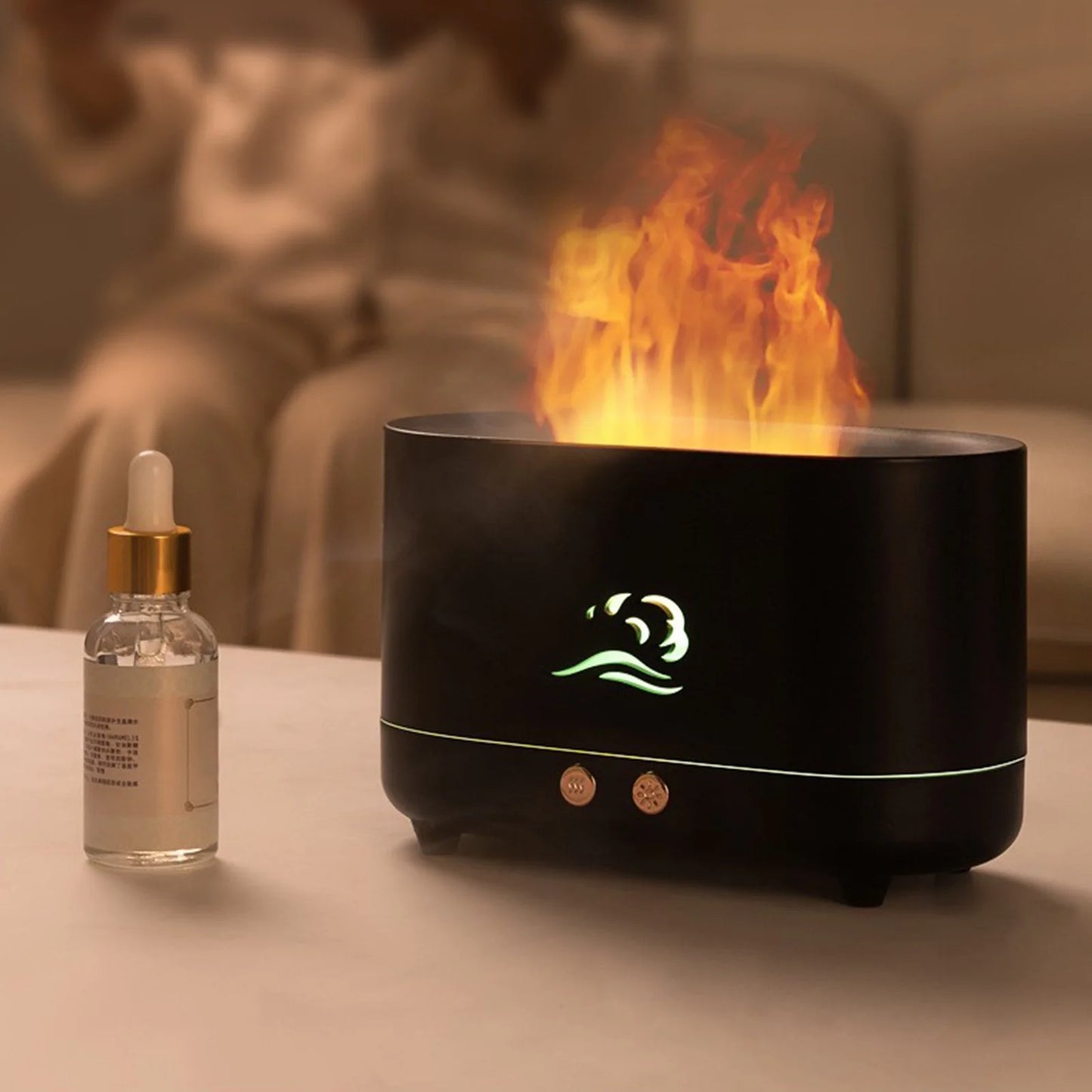 2023 Promotion on Sale, Flame Humidifier, Portable-Noiseless Aroma Diffuser for Home, Office or Yoga Essential Oil Diffuser with No-Water Auto-Off Protection
