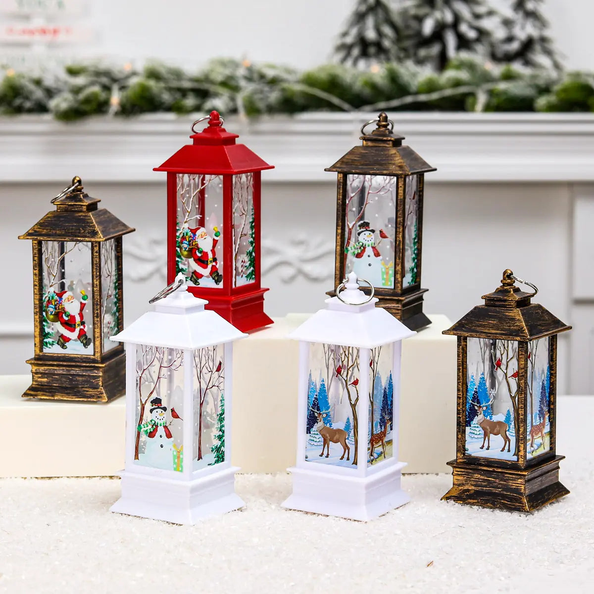 Happy Home Candlestick Lamp with Snowman Decoration