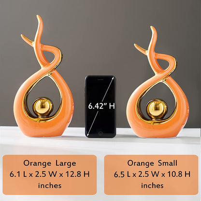Home Decor Modern Art Ceramic Statue, Orange Coffee Table Decor, Hous Decorations for Living Room Dining Room Table Centerpiece Bookshelf (12.2" H)