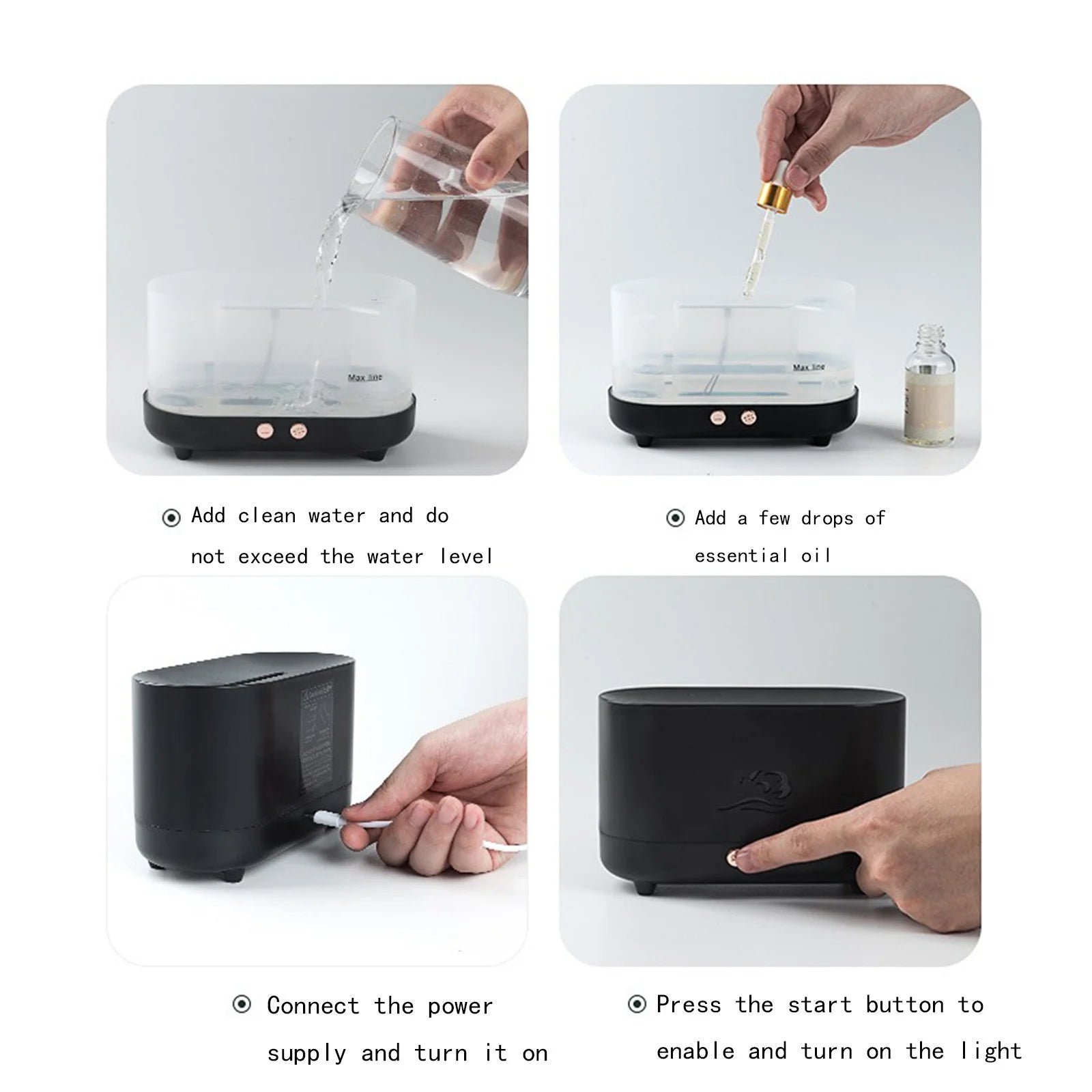 2023 Promotion on Sale, Flame Humidifier, Portable-Noiseless Aroma Diffuser for Home, Office or Yoga Essential Oil Diffuser with No-Water Auto-Off Protection