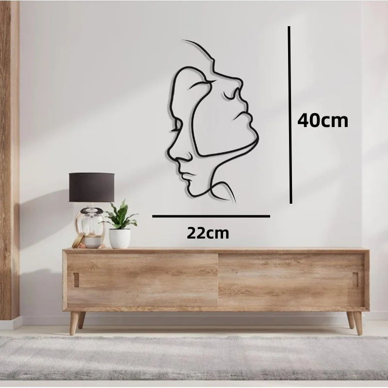 Creative Wall Hanging Iron Wall Decoration Couple Portrait Wall Decoration Metal Humanoid Abstract Line Home Wall Hanging