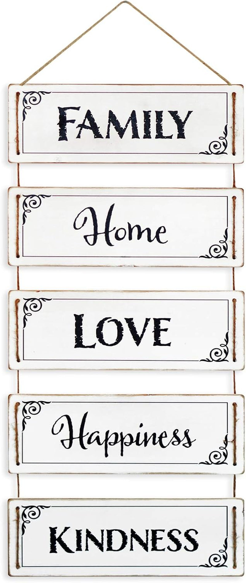 Farmhouse Wall Decor, Reversible Rustic Home Decor, Modern Hanging Decor, Wall Decor for Living Room, Bedroom, Family, Dining, and Kitchen Wall Decor, 24-Inch (Family, Home, Love, Happiness, Kindness)