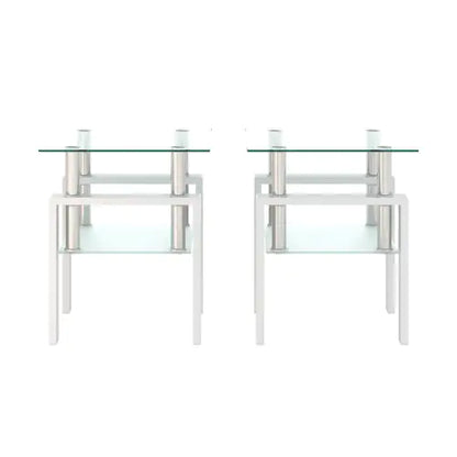 Set Of 2, Modern Tempered Glass Tea Table.